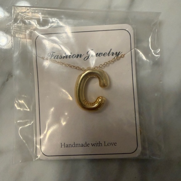 Jewelry - NWT Gold Necklace with “C” Initial Balloon Pendant 23in Long